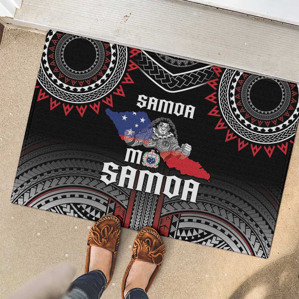 Samoa Black Saturday Rubber Doormat Samoan Warrior Tribal Pattern LT05 - Polynesian Pride