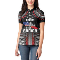 Personalised Samoa Black Saturday Women Polo Shirt Samoan Warrior Tribal Pattern