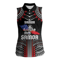 Personalised Samoa Black Saturday Women Sleeveless Polo Shirt Samoan Warrior Tribal Pattern LT05 Female Black - Polynesian Pride