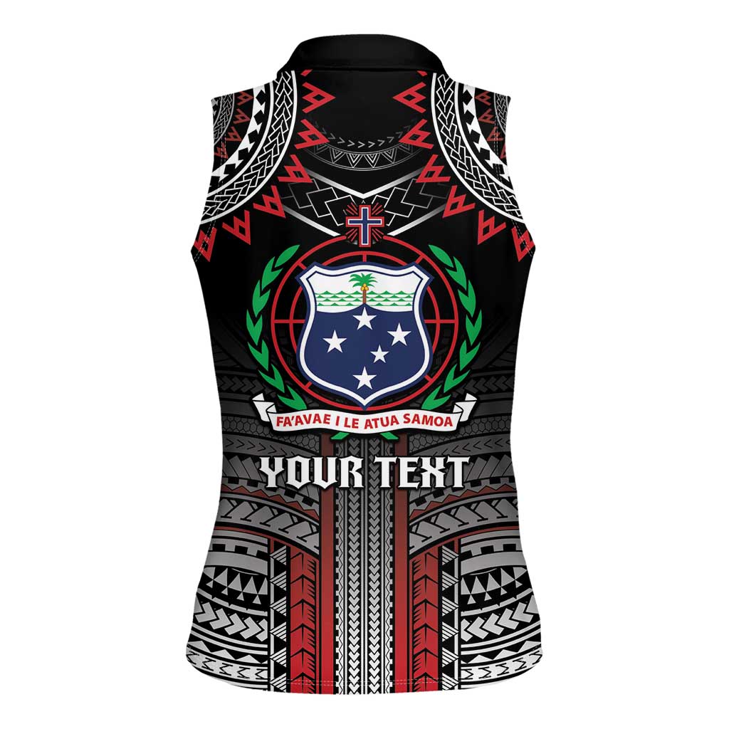 Personalised Samoa Black Saturday Women Sleeveless Polo Shirt Samoan Warrior Tribal Pattern LT05 - Polynesian Pride