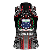 Personalised Samoa Black Saturday Women Sleeveless Polo Shirt Samoan Warrior Tribal Pattern LT05 - Polynesian Pride