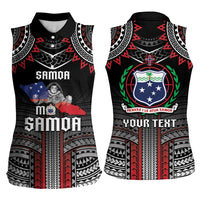 Personalised Samoa Black Saturday Women Sleeveless Polo Shirt Samoan Warrior Tribal Pattern LT05 - Polynesian Pride