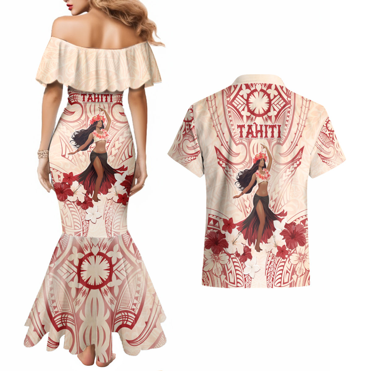Tahiti Women's Day Couples Matching Mermaid Dress and Hawaiian Shirt With Polynesian Pattern LT05 - Polynesian Pride