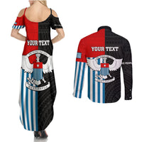 Personalised West Papua Couples Matching Summer Maxi Dress and Long Sleeve Button Shirt Polynesian Pattern With Coat Of Arms LT05 - Polynesian Pride