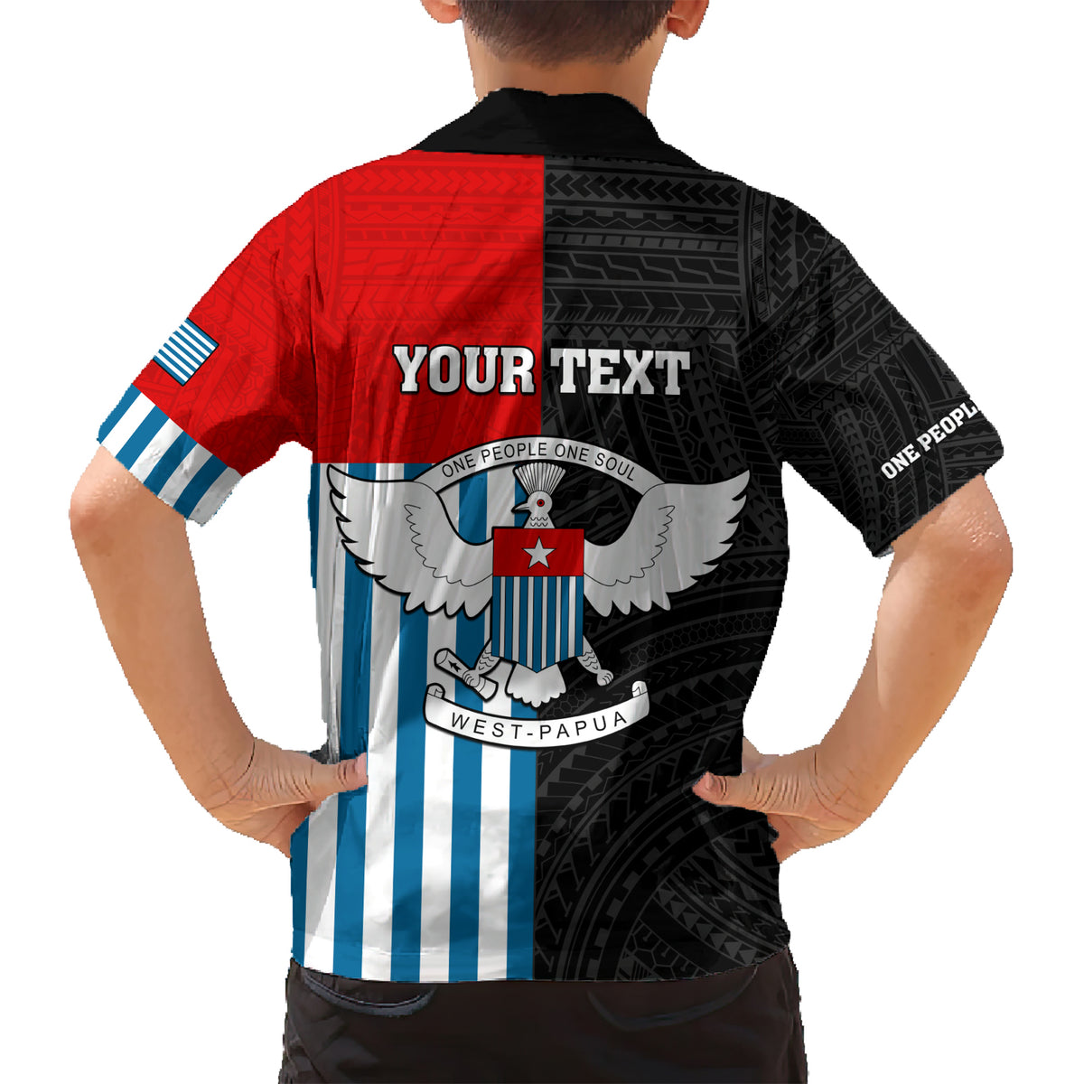 Personalised West Papua Family Matching Short Sleeve Bodycon Dress and Hawaiian Shirt Polynesian Pattern With Coat Of Arms LT05 - Polynesian Pride