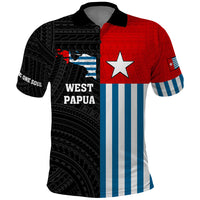 Personalised West Papua Polo Shirt Polynesian Pattern With Coat Of Arms LT05 Blue - Polynesian Pride