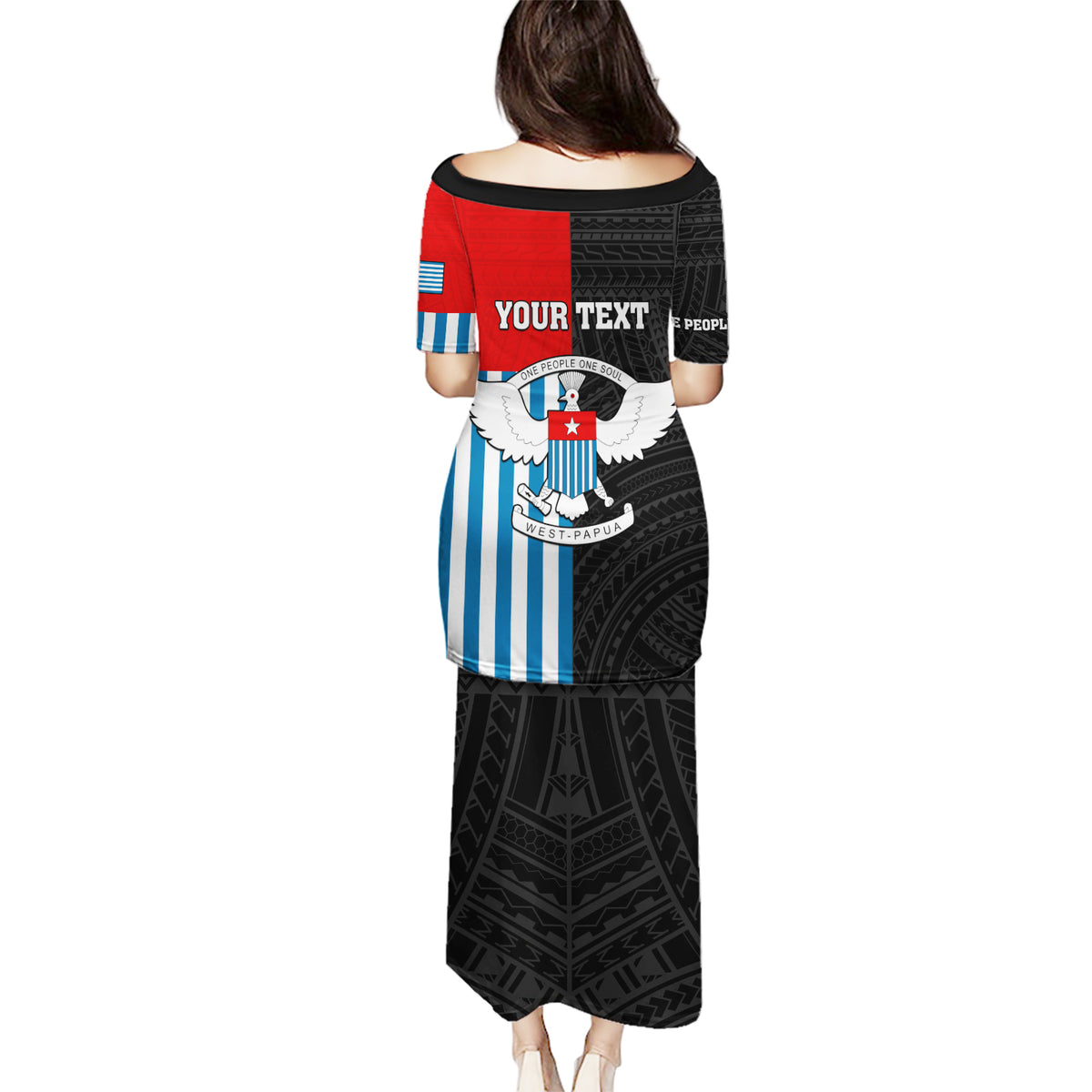 Personalised West Papua Puletasi Polynesian Pattern With Coat Of Arms LT05 - Polynesian Pride