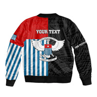 Personalised West Papua Sleeve Zip Bomber Jacket Polynesian Pattern With Coat Of Arms LT05 - Polynesian Pride