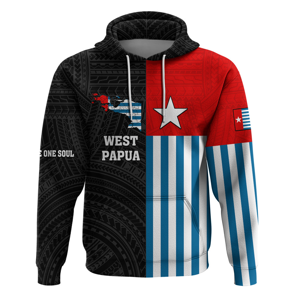 Personalised West Papua Zip Hoodie Polynesian Pattern With Coat Of Arms LT05 Pullover Hoodie Blue - Polynesian Pride