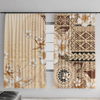 Samoa Siapo Pattern With Beige Hibiscus Window Curtain