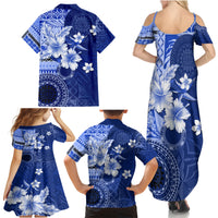 Samoa Siapo Pattern With Navy Hibiscus Family Matching Summer Maxi Dress and Hawaiian Shirt LT05 - Polynesian Pride
