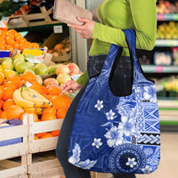 Samoa Siapo Pattern With Navy Hibiscus Grocery Bag