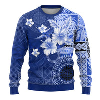 Samoa Siapo Pattern With Navy Hibiscus Ugly Christmas Sweater