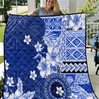 Samoa Siapo Pattern With Navy Hibiscus Quilt