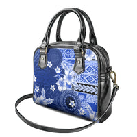 Samoa Siapo Pattern With Navy Hibiscus Shoulder Handbag