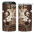 Samoa Siapo Pattern With Brown Hibiscus 4 in 1 Can Cooler Tumbler