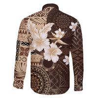 Samoa Siapo Pattern With Brown Hibiscus Family Matching Tank Maxi Dress and Hawaiian Shirt LT05 - Polynesian Pride