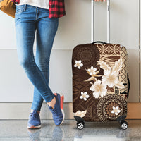 Samoa Siapo Pattern With Brown Hibiscus Luggage Cover