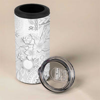 Samoa Siapo Pattern With White Hibiscus 4 in 1 Can Cooler Tumbler