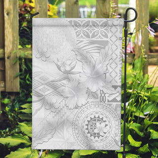 Samoa Siapo Pattern With White Hibiscus Garden Flag LT05 - Garden Flag / 12*18 inch (30.48*45.72 cm) / White