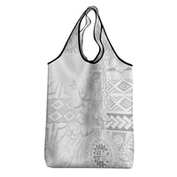 Samoa Siapo Pattern With White Hibiscus Grocery Bag