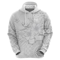 Samoa Siapo Pattern With White Hibiscus Hoodie LT05 - Polynesian Pride