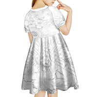 Samoa Siapo Pattern With White Hibiscus Kid Short Sleeve Dress LT05 - Polynesian Pride