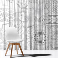 Samoa Siapo Pattern With White Hibiscus Window Curtain