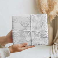 Samoa Siapo Pattern With White Hibiscus Wrapping Paper - Polynesian Pride
