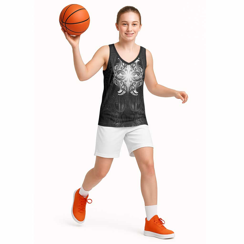 New Zealand Matariki Basketball Jersey Maori Moko Black Galaxy