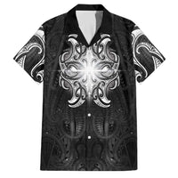 New Zealand Matariki Family Matching Long Sleeve Bodycon Dress and Hawaiian Shirt Maori Moko Black Galaxy