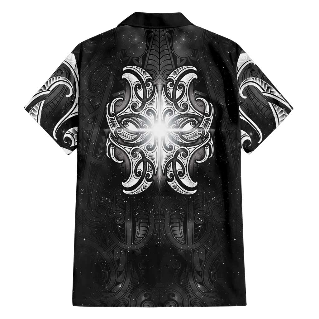 New Zealand Matariki Family Matching Long Sleeve Bodycon Dress and Hawaiian Shirt Maori Moko Black Galaxy