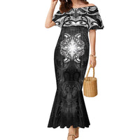 New Zealand Matariki Family Matching Mermaid Dress and Hawaiian Shirt Maori Moko Black Galaxy