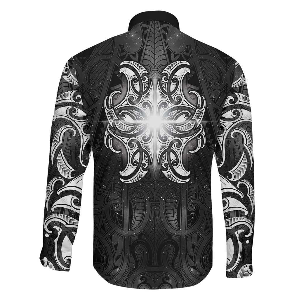 New Zealand Matariki Family Matching Off Shoulder Maxi Dress and Hawaiian Shirt Maori Moko Black Galaxy