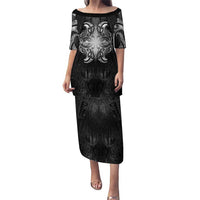 New Zealand Matariki Family Matching Puletasi and Hawaiian Shirt Maori Moko Black Galaxy