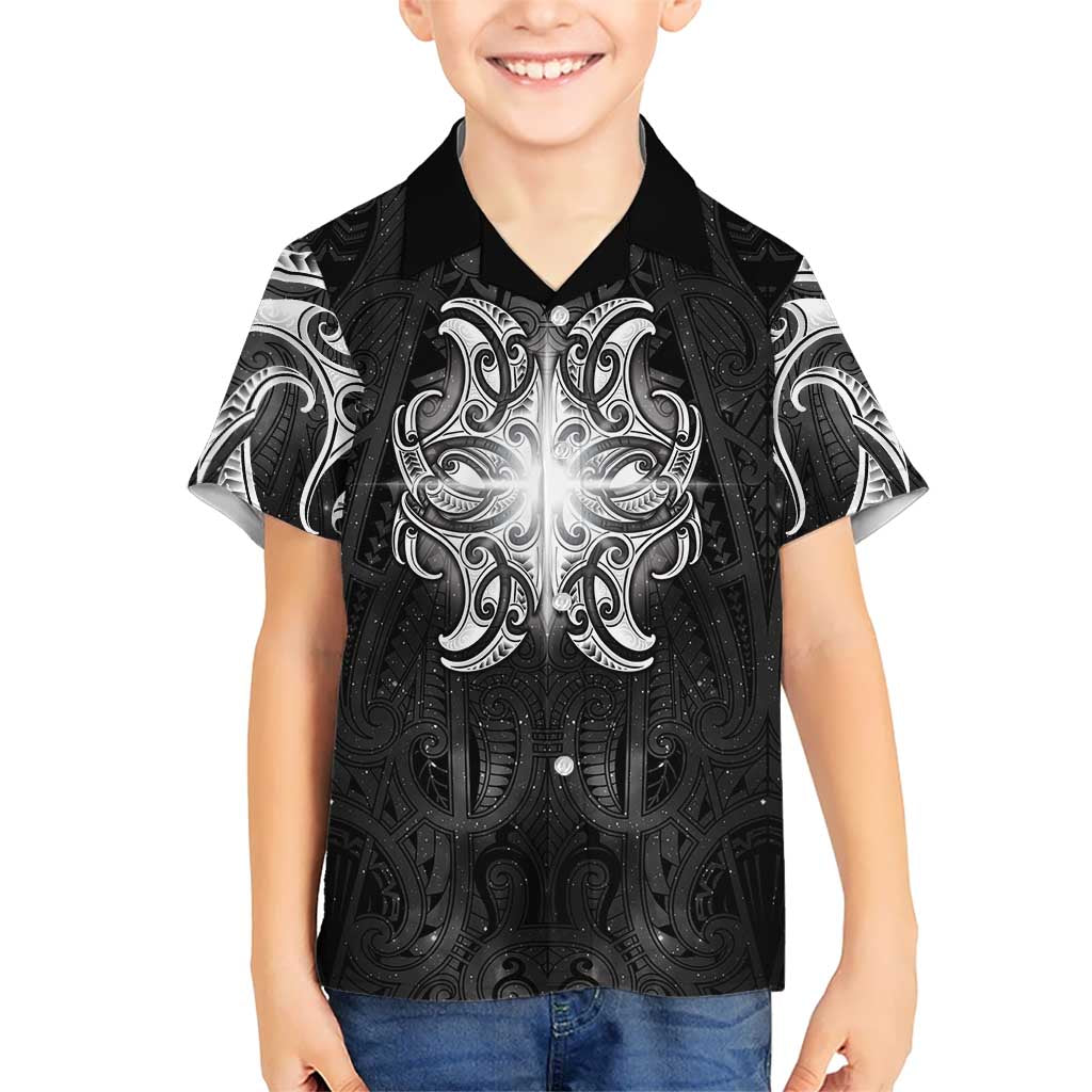 New Zealand Matariki Family Matching Puletasi and Hawaiian Shirt Maori Moko Black Galaxy
