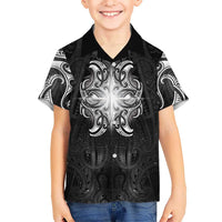 New Zealand Matariki Family Matching Puletasi and Hawaiian Shirt Maori Moko Black Galaxy