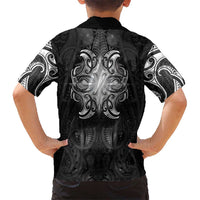 New Zealand Matariki Family Matching Short Sleeve Bodycon Dress and Hawaiian Shirt Maori Moko Black Galaxy
