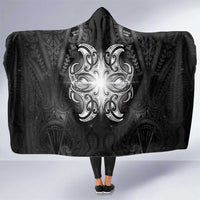 New Zealand Matariki Hooded Blanket Maori Moko Black Galaxy
