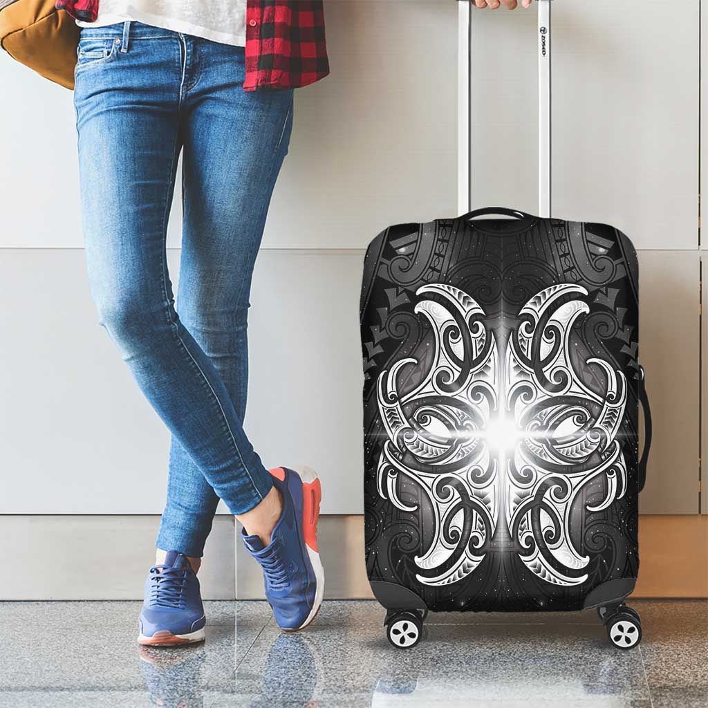 New Zealand Matariki Luggage Cover Maori Moko Black Galaxy