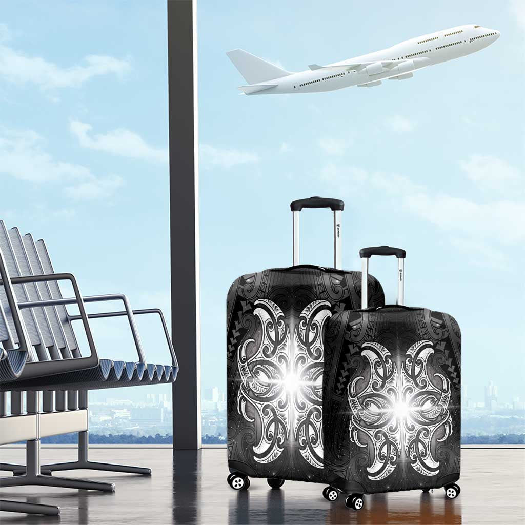 New Zealand Matariki Luggage Cover Maori Moko Black Galaxy
