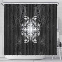 New Zealand Matariki Shower Curtain Maori Moko Black Galaxy