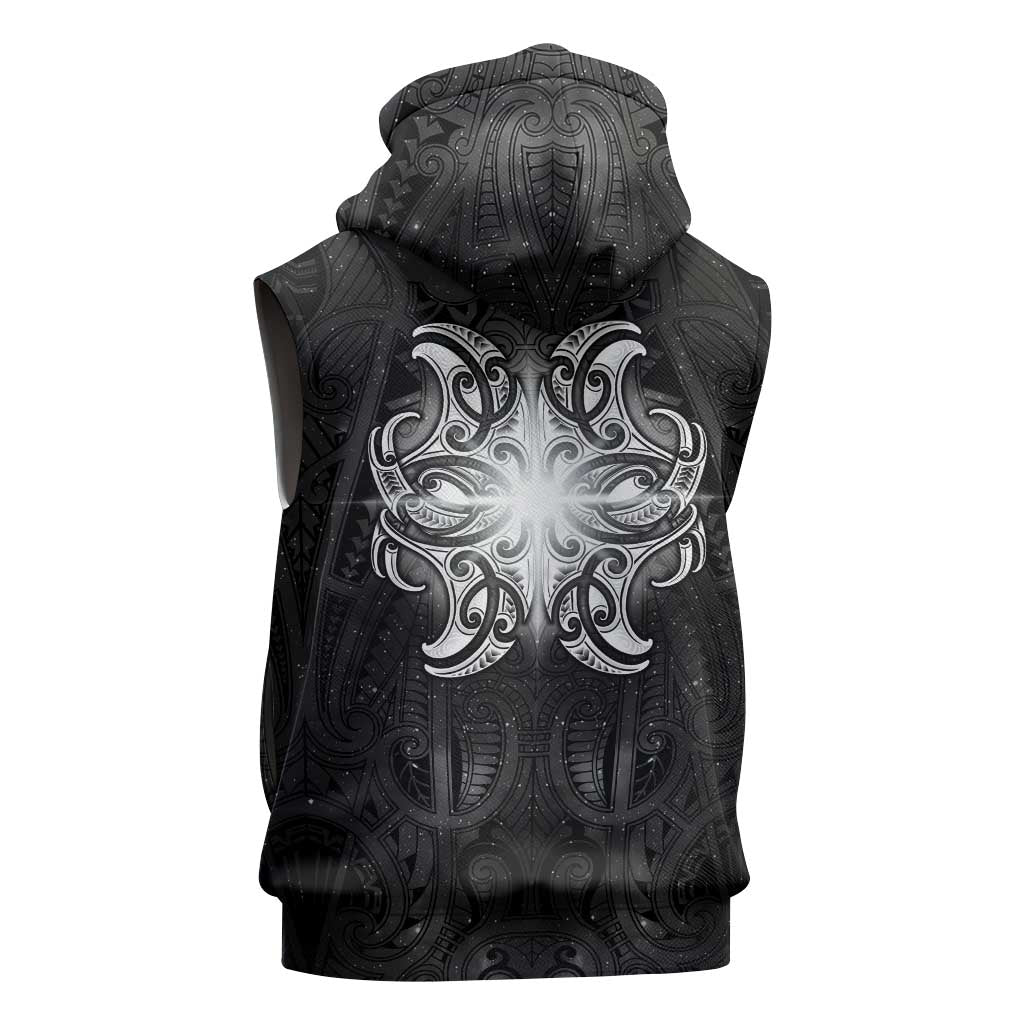 New Zealand Matariki Sleeveless Zip Hoodie Maori Moko Black Galaxy LT05 - Polynesian Pride