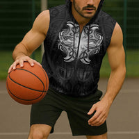 New Zealand Matariki Sleeveless Zip Hoodie Maori Moko Black Galaxy LT05 - Polynesian Pride