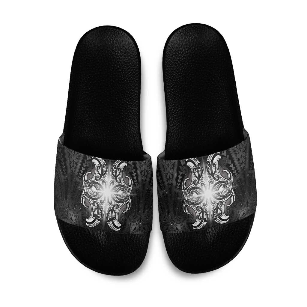 New Zealand Matariki Slide Sandals Maori Moko Black Galaxy