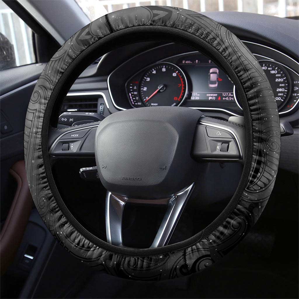 New Zealand Matariki Steering Wheel Cover Maori Moko Black Galaxy