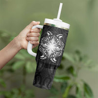 New Zealand Matariki Tumbler With Handle Maori Moko Black Galaxy LT05 - Polynesian Pride