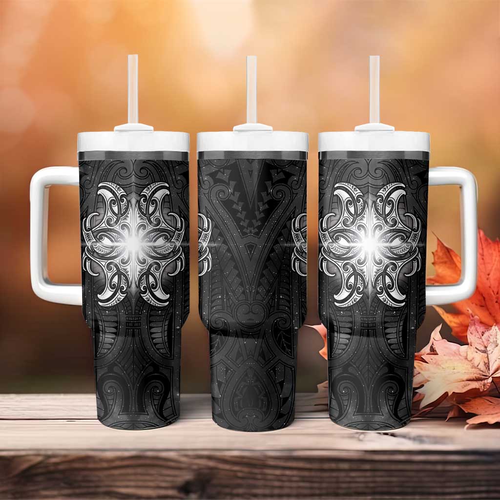 New Zealand Matariki Tumbler With Handle Maori Moko Black Galaxy LT05 - Polynesian Pride