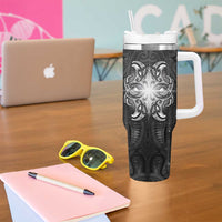 New Zealand Matariki Tumbler With Handle Maori Moko Black Galaxy LT05 - Polynesian Pride