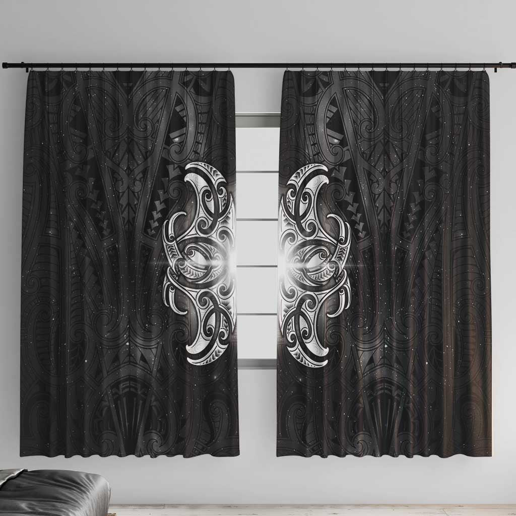 New Zealand Matariki Window Curtain Maori Moko Black Galaxy